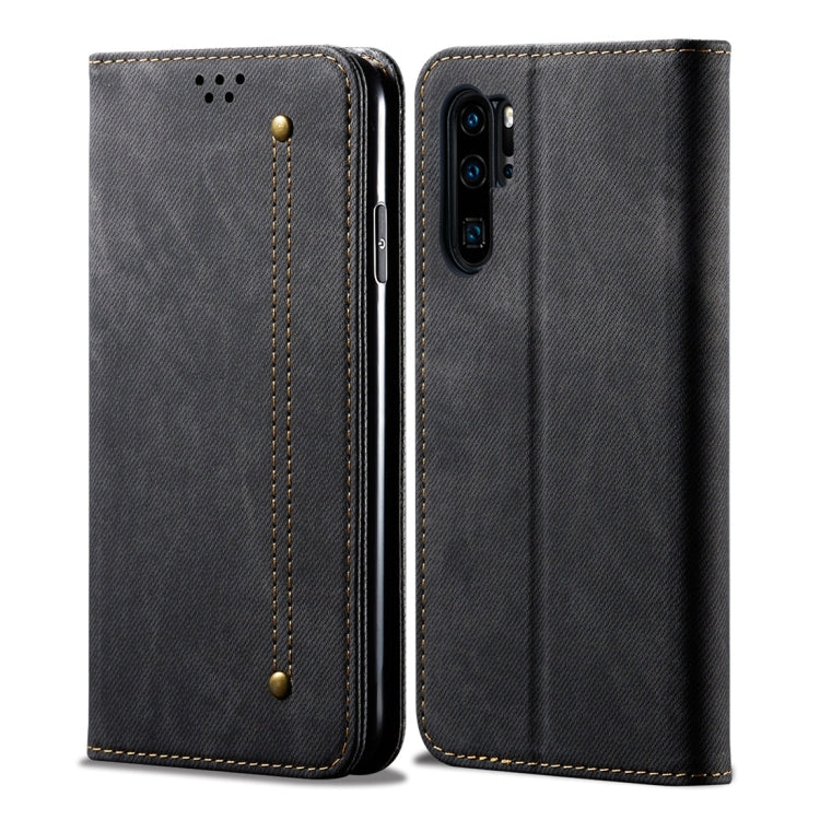 Denim Texture Casual Style Horizontal Flip Leather Case with Holder & Card Slots & Wallet – Card Slot, Flip, Leather, For OPPO A9 / F11, For OPPO Reno 2, For Huawei Mate 30, For Huawei P30 Pro, For Huawei P30, For Huawei P Smart Z / Y9 Prime For Huawei P30 Pro Black
