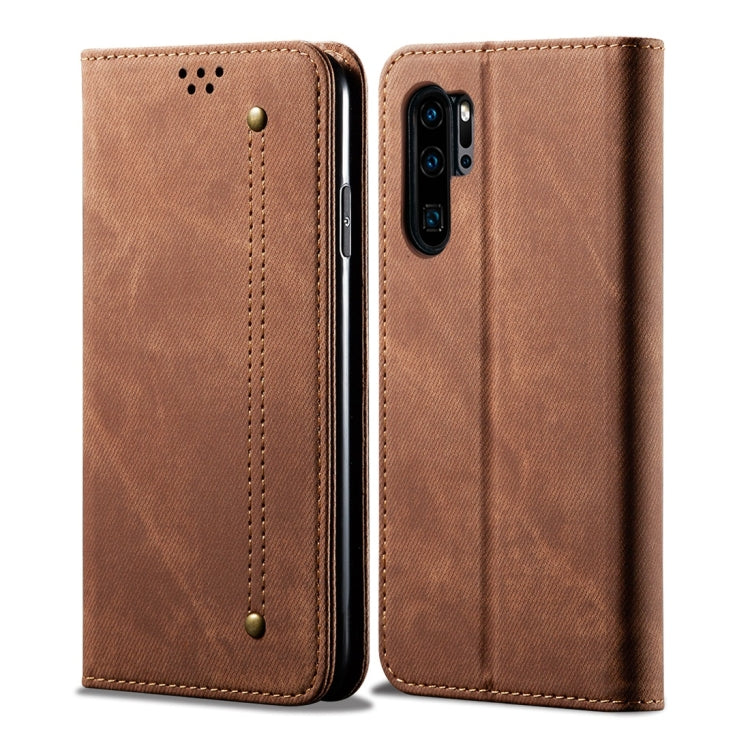 Denim Texture Casual Style Horizontal Flip Leather Case with Holder & Card Slots & Wallet – Card Slot, Flip, Leather, For OPPO A9 / F11, For OPPO Reno 2, For Huawei Mate 30, For Huawei P30 Pro, For Huawei P30, For Huawei P Smart Z / Y9 Prime For Huawei P30 Pro Brown