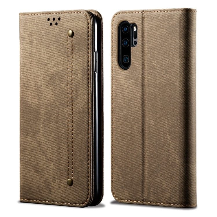 Denim Texture Casual Style Horizontal Flip Leather Case with Holder & Card Slots & Wallet – Card Slot, Flip, Leather, For OPPO A9 / F11, For OPPO Reno 2, For Huawei Mate 30, For Huawei P30 Pro, For Huawei P30, For Huawei P Smart Z / Y9 Prime For Huawei P30 Pro Khaki