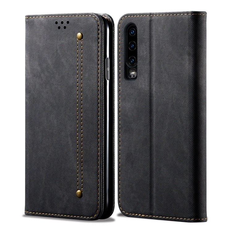 Denim Texture Casual Style Horizontal Flip Leather Case with Holder & Card Slots & Wallet – Card Slot, Flip, Leather, For OPPO A9 / F11, For OPPO Reno 2, For Huawei Mate 30, For Huawei P30 Pro, For Huawei P30, For Huawei P Smart Z / Y9 Prime For Huawei P30 Black