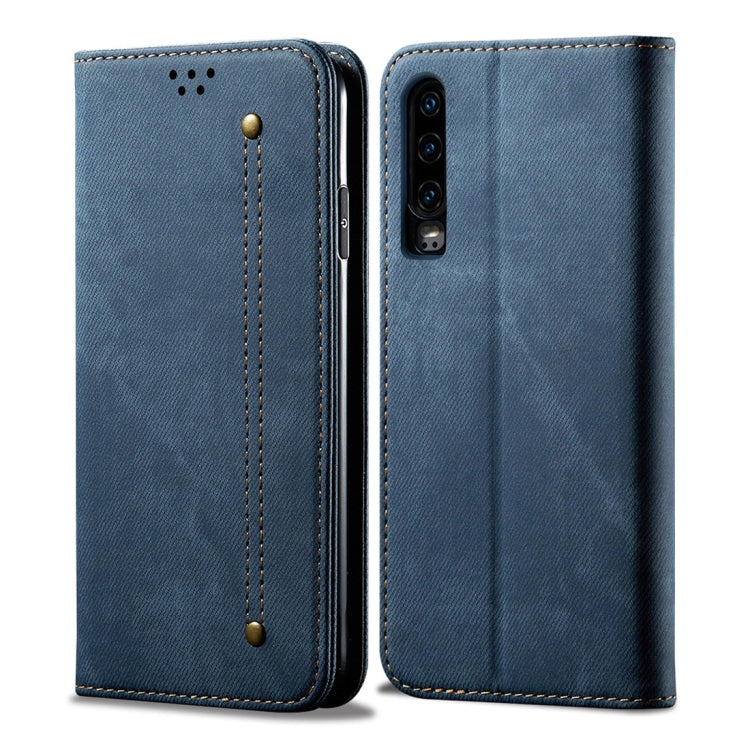 Denim Texture Casual Style Horizontal Flip Leather Case with Holder & Card Slots & Wallet – Card Slot, Flip, Leather, For OPPO A9 / F11, For OPPO Reno 2, For Huawei Mate 30, For Huawei P30 Pro, For Huawei P30, For Huawei P Smart Z / Y9 Prime For Huawei P30 Blue