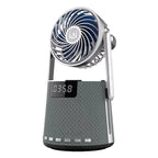 SOAIY K8 Wireless Bluetooth Dual Alarm Clock Speaker with Small Fan – Bluetooth Grey