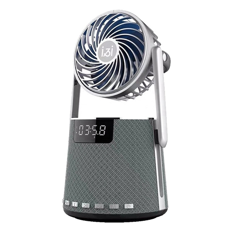 SOAIY K8 Wireless Bluetooth Dual Alarm Clock Speaker with Small Fan – Bluetooth Grey