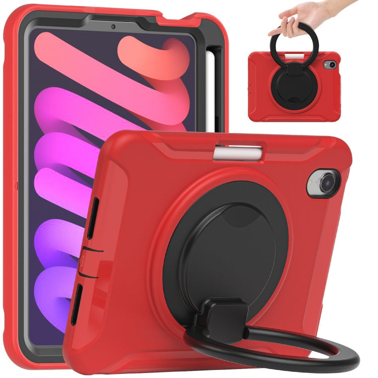 Heavy Duty TPU Hybrid PC Tablet Case with 360 Rotation Handle Grip... For iPad mini 6 mini 2024 Red