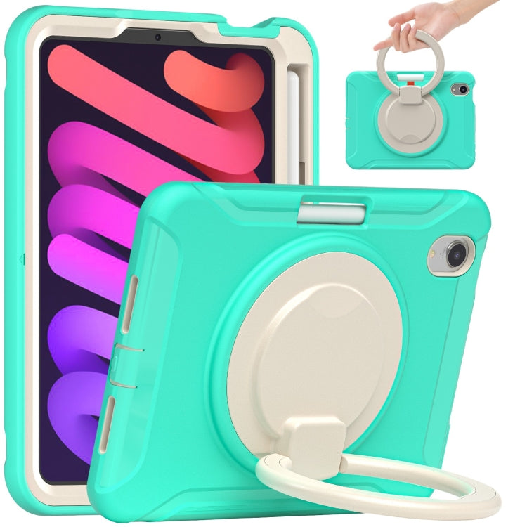 Heavy Duty TPU Hybrid PC Tablet Case with 360 Rotation Handle Grip... For iPad mini 6 mini 2024 Mint Green