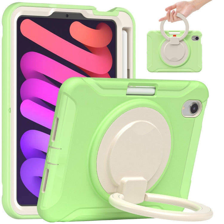 Heavy Duty TPU Hybrid PC Tablet Case with 360 Rotation Handle Grip... For iPad mini 6 mini 2024 Matcha Green