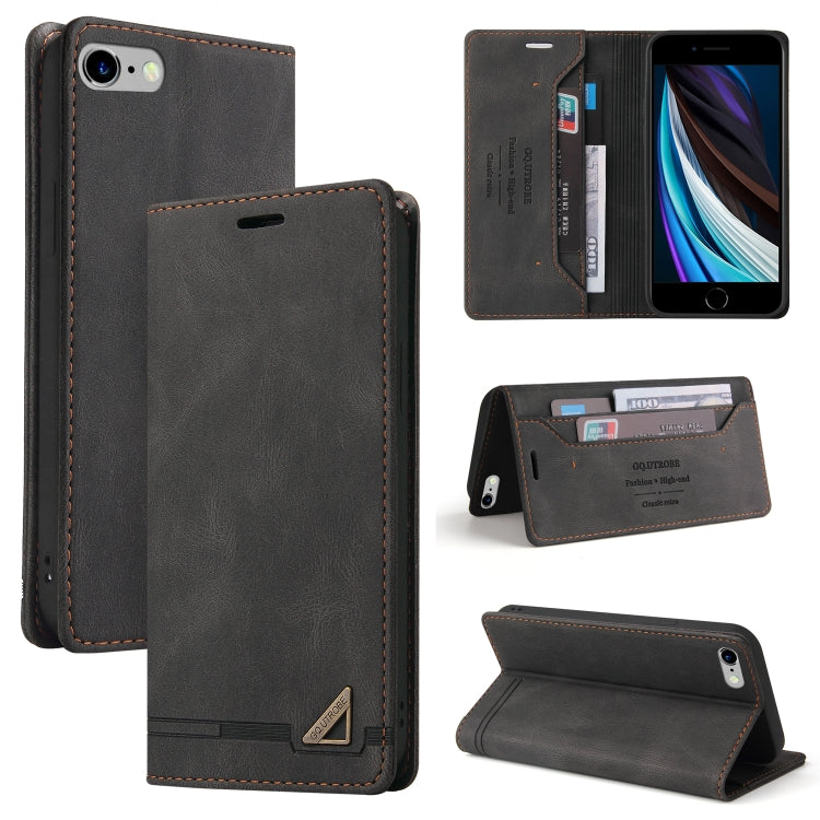 Skin Feel Anti-theft Brush Horizontal Flip Leather Case with Holder & Card Slots & Wallet – Card Slot, Flip, Leather, For iPhone X / XS, For iPhone SE 2022 / SE 2020 / 8 / 7, For iPhone 8 Plus & 7 Plus For iPhone SE 2022 SE 2020 8 7 Black