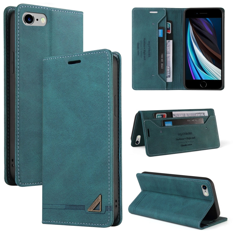 Skin Feel Anti-theft Brush Horizontal Flip Leather Case with Holder & Card Slots & Wallet – Card Slot, Flip, Leather, For iPhone X / XS, For iPhone SE 2022 / SE 2020 / 8 / 7, For iPhone 8 Plus & 7 Plus For iPhone SE 2022 SE 2020 8 7 Blue