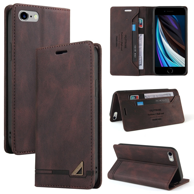 Skin Feel Anti-theft Brush Horizontal Flip Leather Case with Holder & Card Slots & Wallet – Card Slot, Flip, Leather, For iPhone X / XS, For iPhone SE 2022 / SE 2020 / 8 / 7, For iPhone 8 Plus & 7 Plus For iPhone SE 2022 SE 2020 8 7 Brown
