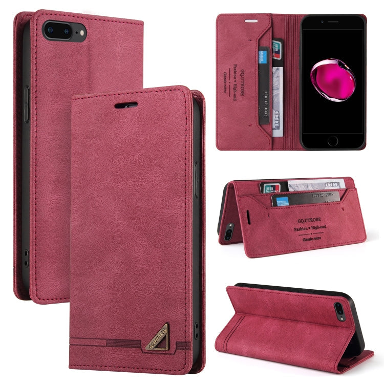 Skin Feel Anti-theft Brush Horizontal Flip Leather Case with Holder & Card Slots & Wallet – Card Slot, Flip, Leather, For iPhone X / XS, For iPhone SE 2022 / SE 2020 / 8 / 7, For iPhone 8 Plus & 7 Plus For iPhone 8 Plus & 7 Plus Wine Red