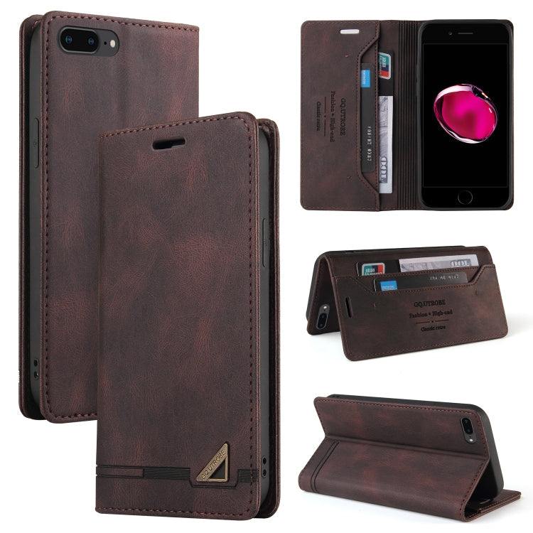 Skin Feel Anti-theft Brush Horizontal Flip Leather Case with Holder & Card Slots & Wallet – Card Slot, Flip, Leather, For iPhone X / XS, For iPhone SE 2022 / SE 2020 / 8 / 7, For iPhone 8 Plus & 7 Plus For iPhone 8 Plus & 7 Plus Brown