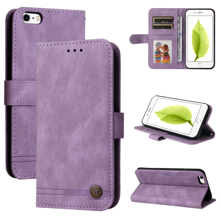 Skin Feel Life Tree Metal Button Horizontal Flip Leather Case with Holder & Card Slot & Wallet & Photo Frame & Strap – Card Slot, Flip, Leather, For iPhone 6 / 6s, For iPhone 6 Plus / 6s Plus For iPhone 6 6s Purple