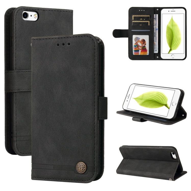 Skin Feel Life Tree Metal Button Horizontal Flip Leather Case with Holder & Card Slot & Wallet & Photo Frame & Strap – Card Slot, Flip, Leather, For iPhone 6 / 6s, For iPhone 6 Plus / 6s Plus For iPhone 6 6s Black