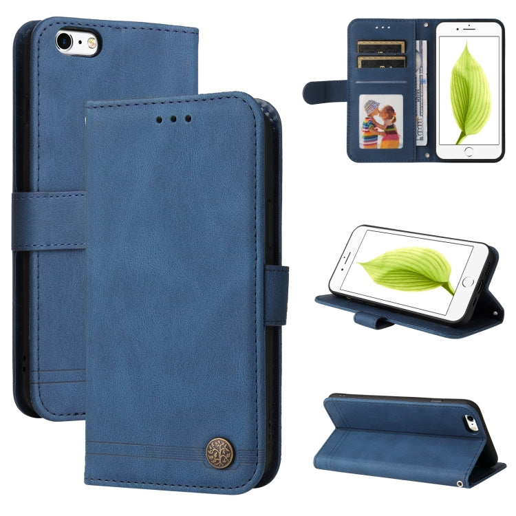 Skin Feel Life Tree Metal Button Horizontal Flip Leather Case with Holder & Card Slot & Wallet & Photo Frame & Strap – Card Slot, Flip, Leather, For iPhone 6 / 6s, For iPhone 6 Plus / 6s Plus For iPhone 6 6s Blue