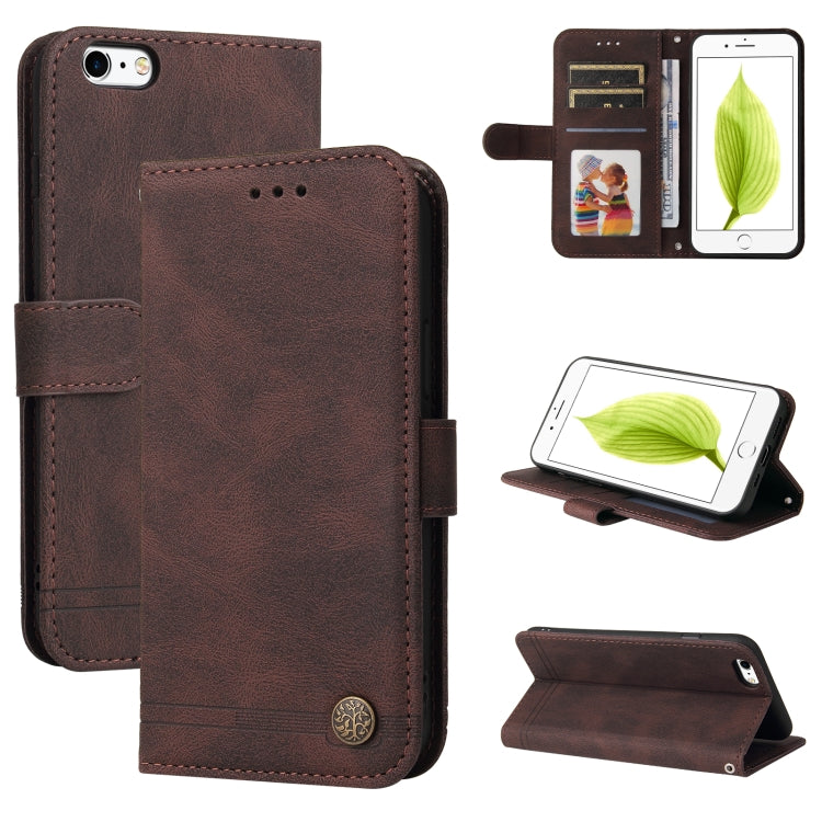 Skin Feel Life Tree Metal Button Horizontal Flip Leather Case with Holder & Card Slot & Wallet & Photo Frame & Strap – Card Slot, Flip, Leather, For iPhone 6 / 6s, For iPhone 6 Plus / 6s Plus For iPhone 6 Plus 6s Plus Brown
