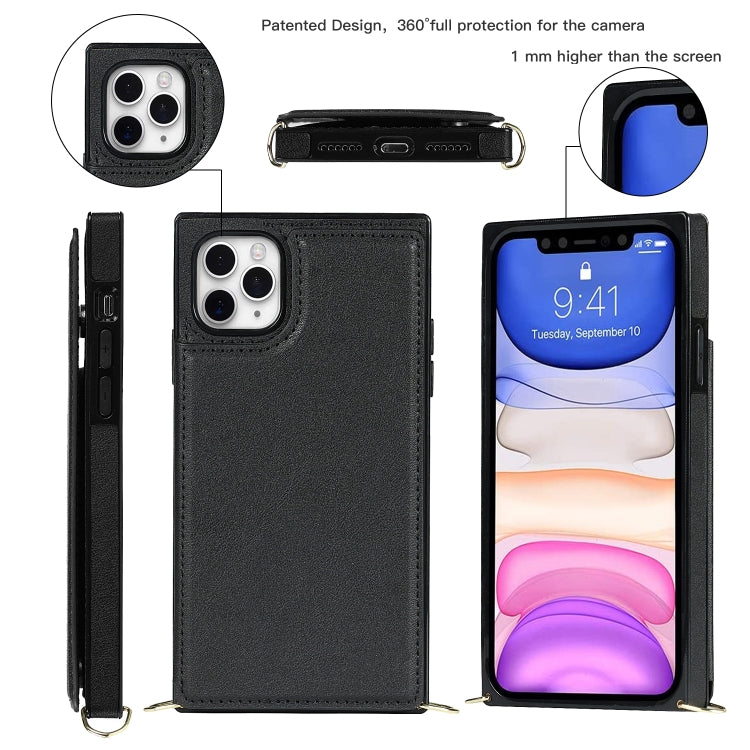 Cross-body Square Double Buckle Flip Card Bag TPU+PU Case with Card... (iPhone 11 Pro Max)