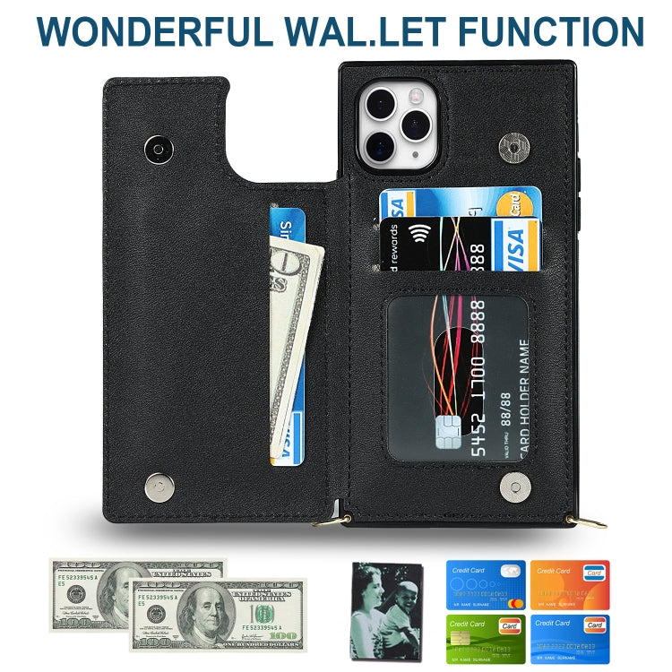 Cross-body Square Double Buckle Flip Card Bag TPU+PU Case with Card... (iPhone 11 Pro Max)
