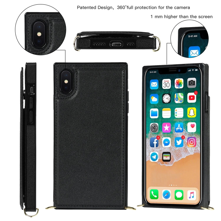 Cross-body Square Double Buckle Flip Card Bag TPU+PU Case with Card... (iPhone XS)