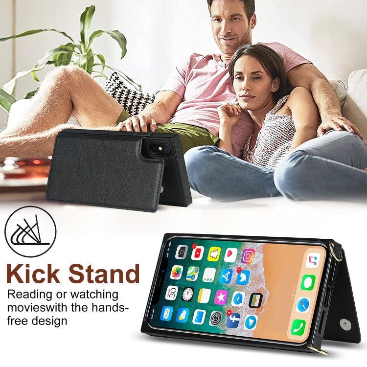 Cross-body Square Double Buckle Flip Card Bag TPU+PU Case with Card... (iPhone XS)