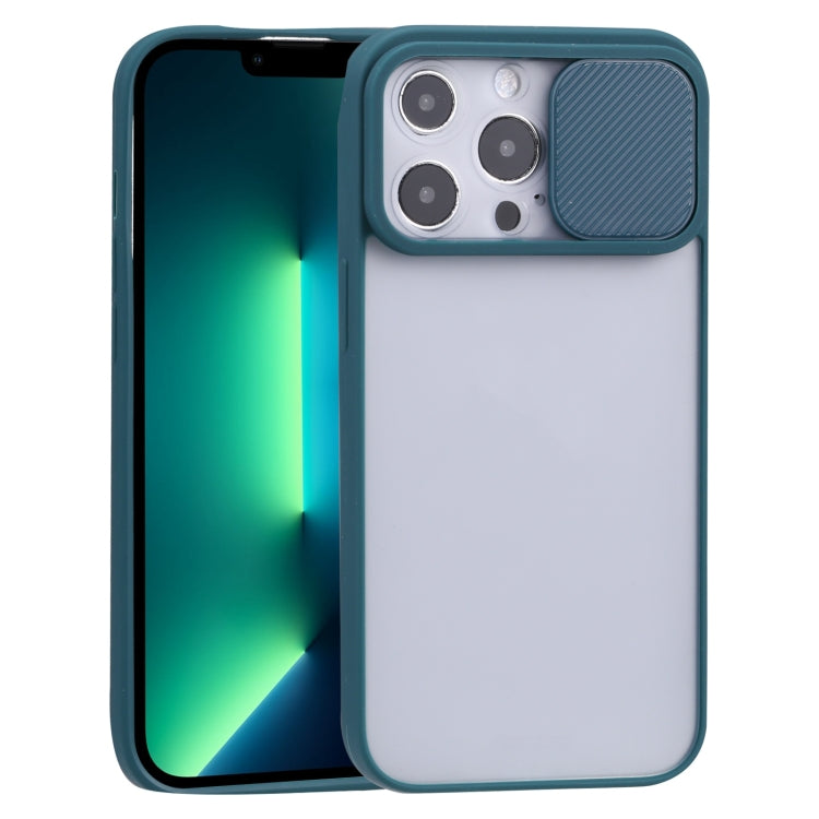 Sliding Camera Cover Design TPU Protective Case, For iPhone 13 Pro Max For iPhone 13 Pro Max Dark Green