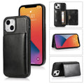 Shockproof PU + TPU Protective Case with Card Slots & Holder, For iPhone 13 mini, For iPhone 13, For iPhone 13 Pro, For iPhone 13 Pro Max For iPhone 13 mini Black