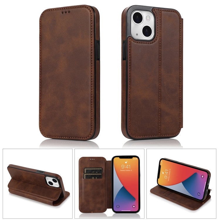 Case – Leather, Magnetic (iPhone 13 mini) #8 For iPhone 13 Brown