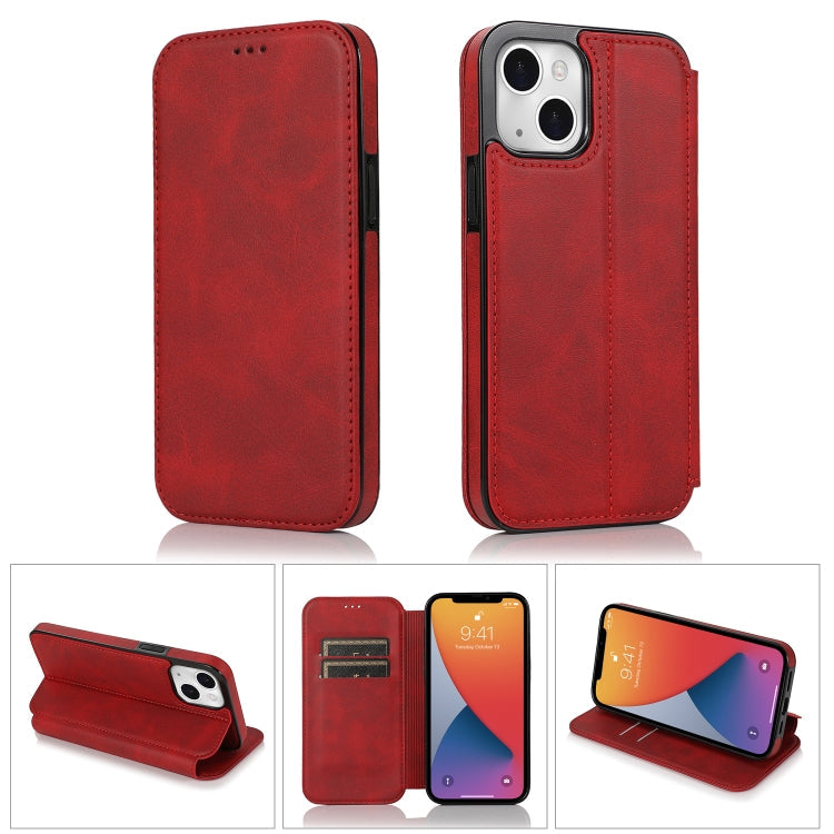 Case – Leather, Magnetic (iPhone 13 mini) #8 For iPhone 13 Red
