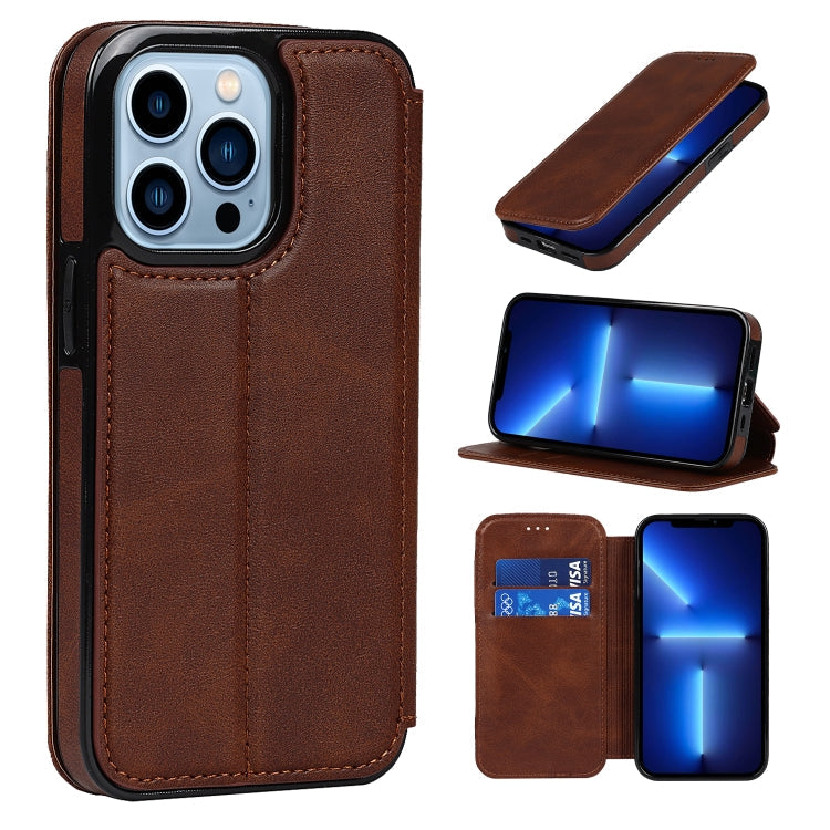 Case – Leather, Magnetic (iPhone 13 mini) #8 For iPhone 13 Pro Brown