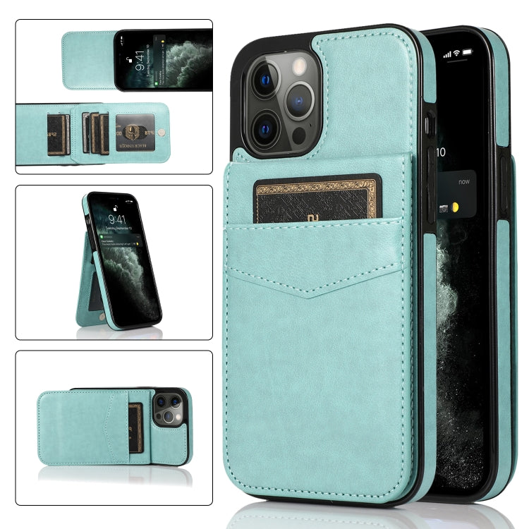 Solid Color PC + TPU Protective Case with Holder & Card Slots, For... (iPhone 13 mini) For iPhone 13 Pro Green