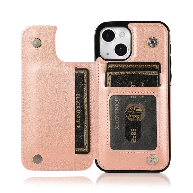 Double Buckle Mandala Pattern PU+TPU Protective Case with Card Slots &... (iPhone 13 mini)