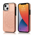 Double Buckle Mandala Pattern PU+TPU Protective Case with Card Slots &... (iPhone 13 mini) For iPhone 13 mini Rose Gold