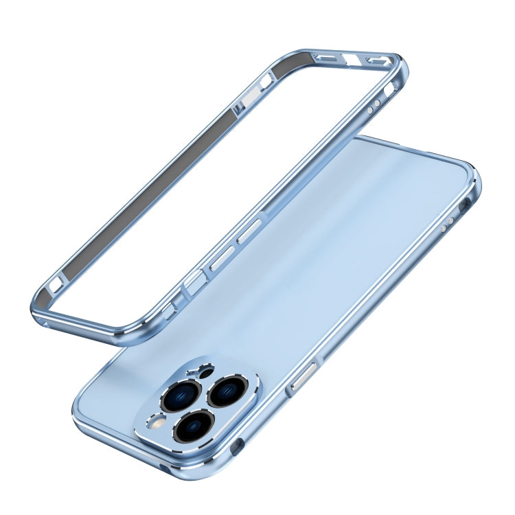 Aurora Series Lens Protector + Metal Frame Protective Case, For iPhone... (iPhone 13 Pro) For iPhone 13 Pro Blue Silver