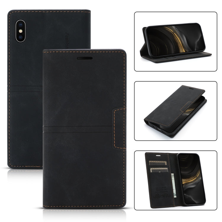 Dream Magnetic Suction Business Horizontal Flip PU Leather Case with Holder & Card Slot & Wallet – Magnetic, Card Slot, Flip, For iPhone XS Max, For iPhone SE 2022 / SE 2020 / 8 / 7, For iPhone 8 Plus / 7 Plus For iPhone XS Max Black