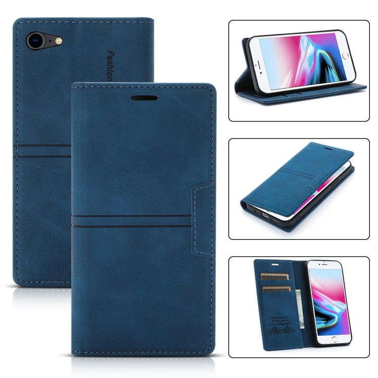 Dream Magnetic Suction Business Horizontal Flip PU Leather Case with Holder & Card Slot & Wallet – Magnetic, Card Slot, Flip, For iPhone XS Max, For iPhone SE 2022 / SE 2020 / 8 / 7, For iPhone 8 Plus / 7 Plus For iPhone SE 2022 SE 2020 8 7 Blue