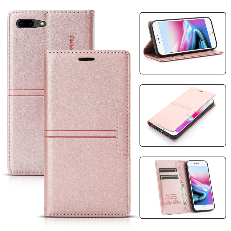 Dream Magnetic Suction Business Horizontal Flip PU Leather Case with Holder & Card Slot & Wallet – Magnetic, Card Slot, Flip, For iPhone XS Max, For iPhone SE 2022 / SE 2020 / 8 / 7, For iPhone 8 Plus / 7 Plus For iPhone 8 Plus 7 Plus Rose Gold