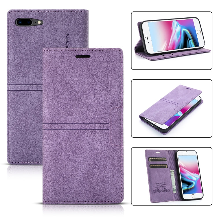 Dream Magnetic Suction Business Horizontal Flip PU Leather Case with Holder & Card Slot & Wallet – Magnetic, Card Slot, Flip, For iPhone XS Max, For iPhone SE 2022 / SE 2020 / 8 / 7, For iPhone 8 Plus / 7 Plus For iPhone 8 Plus 7 Plus Purple