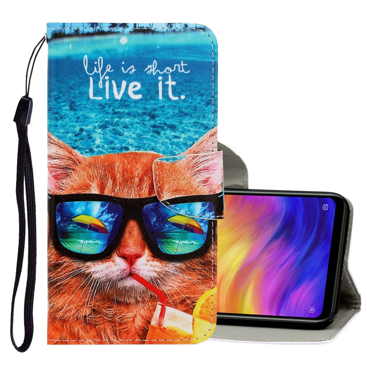 3D Colored Drawing Horizontal Flip PU Leather Case with Holder & Card Slots & Wallet – Card Slot, Flip, Leather, For Xiaomi Redmi Note 7 For Xiaomi Redmi Note 7 Underwater Cat