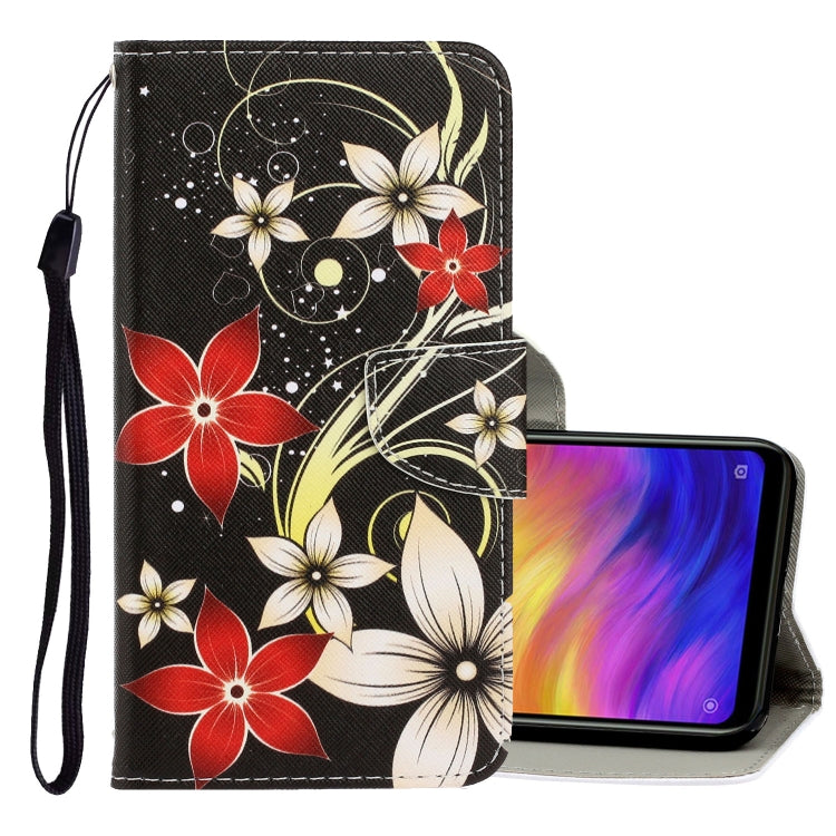3D Colored Drawing Horizontal Flip PU Leather Case with Holder & Card Slots & Wallet – Card Slot, Flip, Leather, For Xiaomi Redmi Note 7 For Xiaomi Redmi Note 7 Red Flower