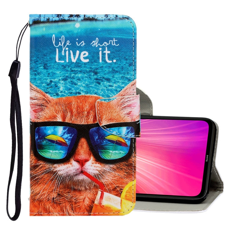 3D Colored Drawing Horizontal Flip PU Leather Case with Holder & Card Slots & Wallet – Card Slot, Flip, Leather, For Xiaomi Redmi Note 8 For Xiaomi Redmi Note 8 Underwater Cat