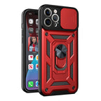 Sliding Camera Cover Design Precise Hole TPU+PC Protective Case, For... For iPhone 13 Red