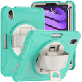360 Degree Rotation PC + TPU Protective Case with Holder & Hand-strap,... (iPad mini 6) For iPad mini 6 mini 2024 Mint Green