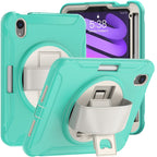 360 Degree Rotation PC + TPU Protective Case with Holder & Hand-strap,... (iPad mini 6) For iPad mini 6 mini 2024 Mint Green