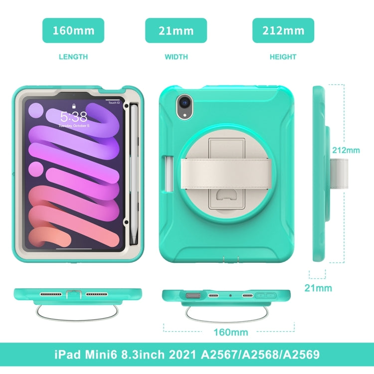 360 Degree Rotation PC + TPU Protective Case with Holder & Hand-strap,... (iPad mini 6)