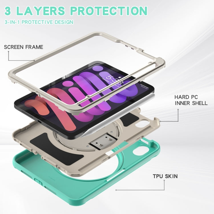 360 Degree Rotation PC + TPU Protective Case with Holder & Hand-strap,... (iPad mini 6)