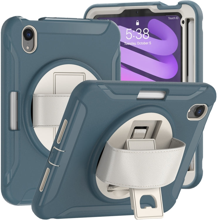 360 Degree Rotation PC + TPU Protective Case with Holder & Hand-strap,... (iPad mini 6) For iPad mini 6 mini 2024 Cornflower Blue