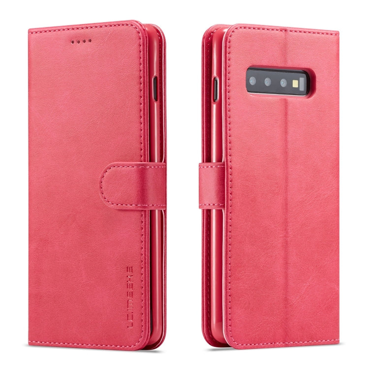 LC.IMEEKE Calf Texture Horizontal Flip Leather Case, with Holder & Card Slots & Wallet – Card Slot, Flip, Leather, For Galaxy Note 10 Plus, For Galaxy S10, For Galaxy S10 Plus, For Galaxy S10e For Galaxy S10 Rose Red