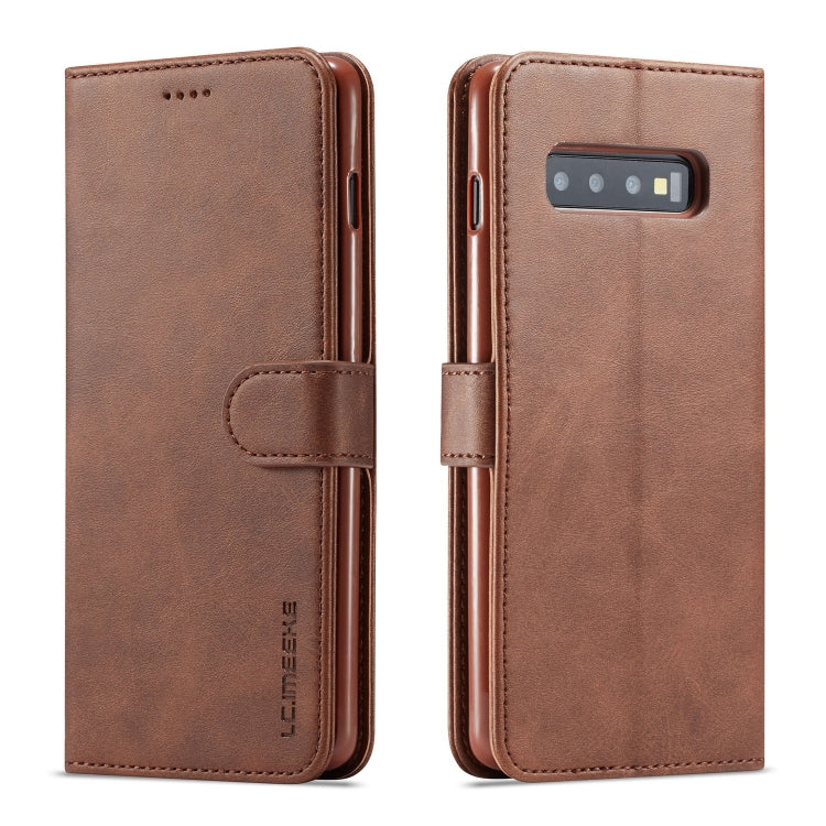 LC.IMEEKE Calf Texture Horizontal Flip Leather Case, with Holder & Card Slots & Wallet – Card Slot, Flip, Leather, For Galaxy Note 10 Plus, For Galaxy S10, For Galaxy S10 Plus, For Galaxy S10e For Galaxy S10 Plus Brown
