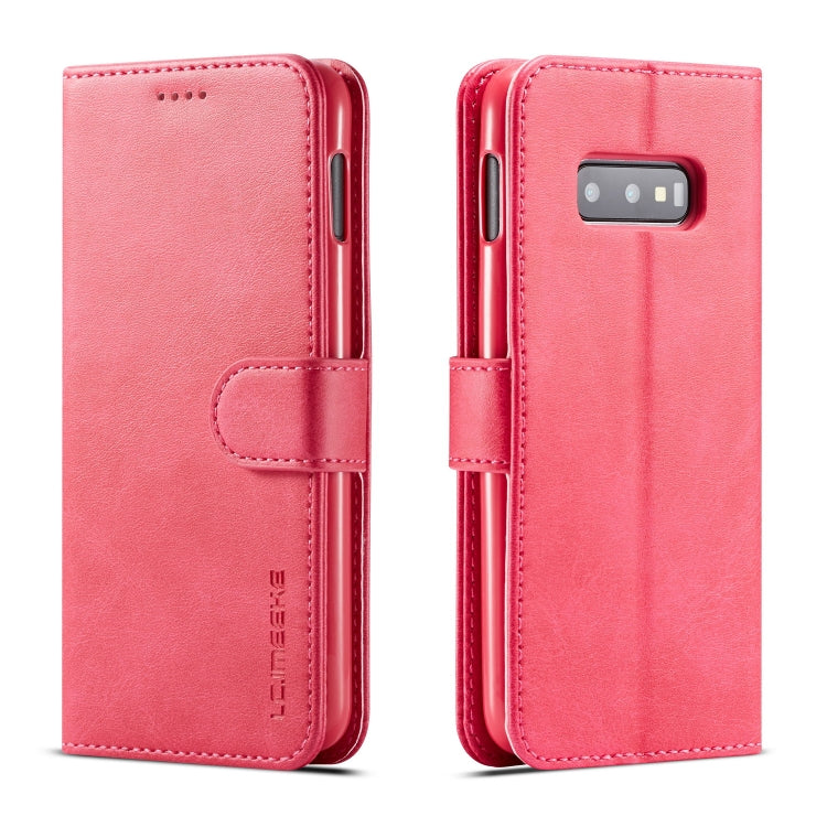 LC.IMEEKE Calf Texture Horizontal Flip Leather Case, with Holder & Card Slots & Wallet – Card Slot, Flip, Leather, For Galaxy Note 10 Plus, For Galaxy S10, For Galaxy S10 Plus, For Galaxy S10e For Galaxy S10e Rose Red