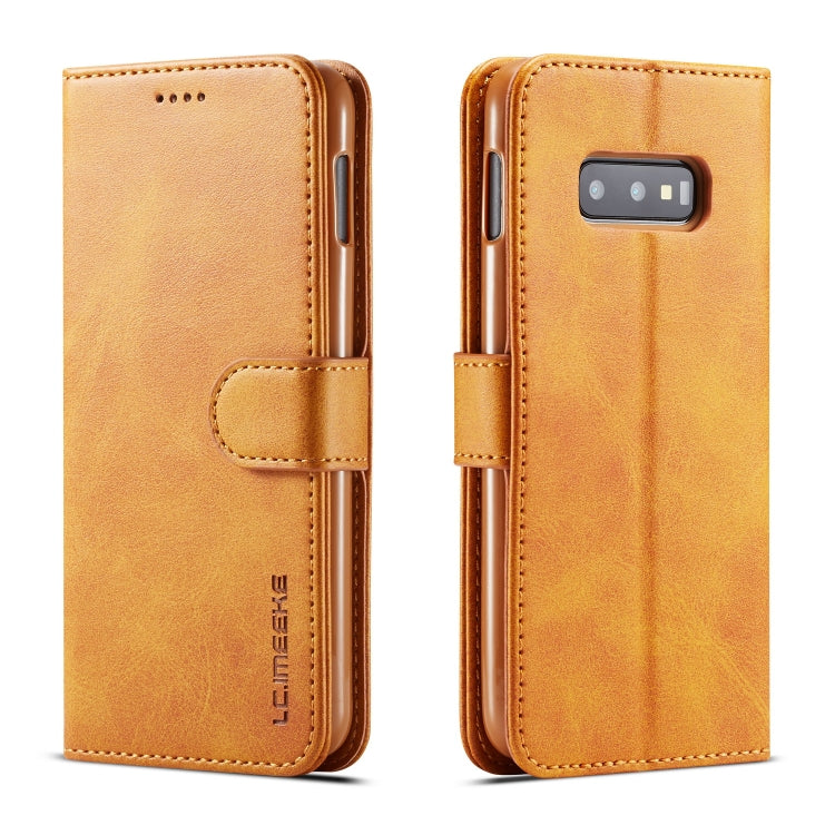 LC.IMEEKE Calf Texture Horizontal Flip Leather Case, with Holder & Card Slots & Wallet – Card Slot, Flip, Leather, For Galaxy Note 10 Plus, For Galaxy S10, For Galaxy S10 Plus, For Galaxy S10e For Galaxy S10e Yellow