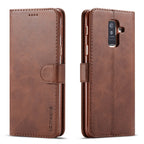 LC.IMEEKE Calf Texture Horizontal Flip Leather Case, with Holder & Card Slots & Wallet, For Galaxy A6 Plus (2018) For Galaxy A6 Plus (2018) Brown